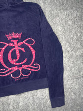 Load image into Gallery viewer, Y2K Mcbling Juicy Couture Purple Pink Rhinestone Zip Up Hoodie, Size Medium
