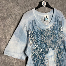 Load image into Gallery viewer, Ring of Fire Blue Angel Wing Cyber Tribal Y2K Top, Size XL
