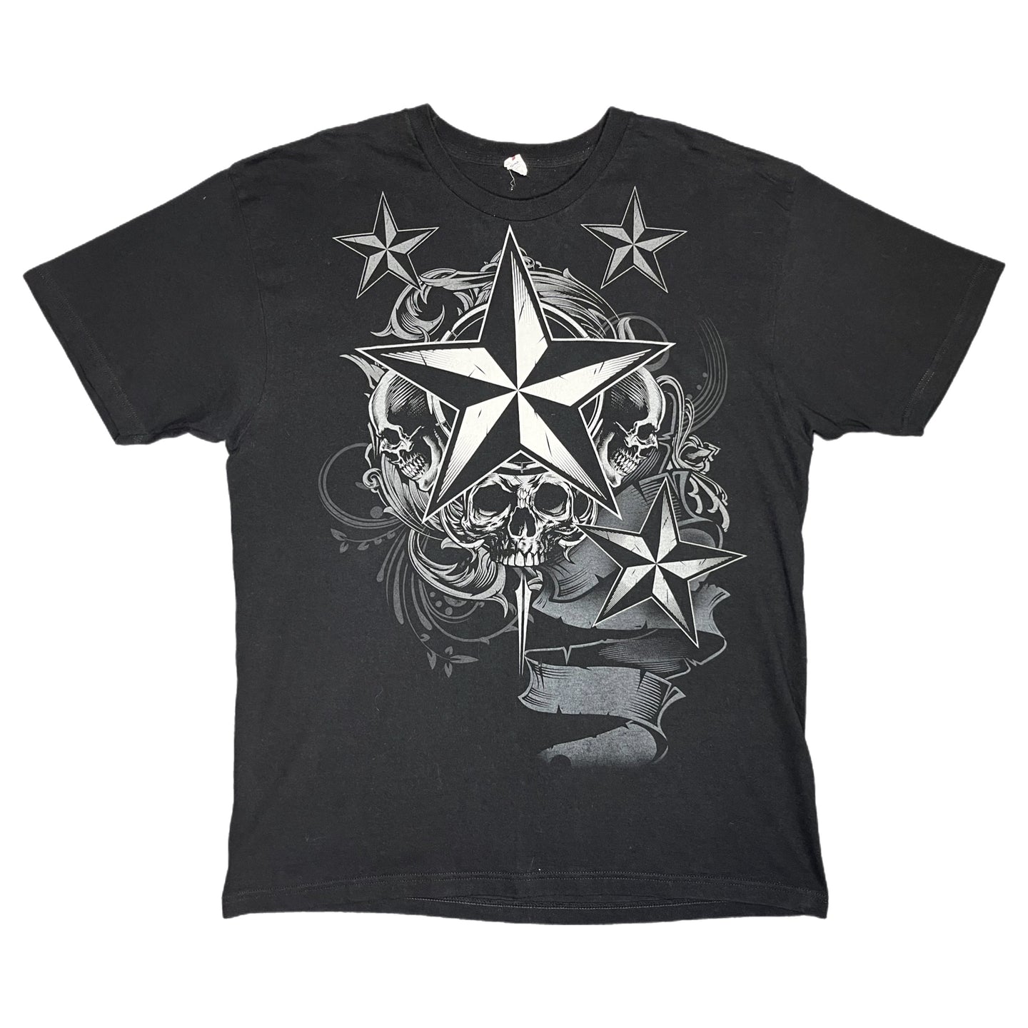 Nautical Star Y2K 2000s Skull Gothic Black Top, Size XL