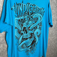 Load image into Gallery viewer, Vindication Blue Skull Snake Y2K Gothic Grunge Top, Size XL
