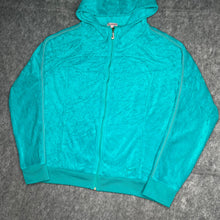 Load image into Gallery viewer, Juicy Couture Turquoise Blue Velour Y2K 2000s Hoodie, Size Large
