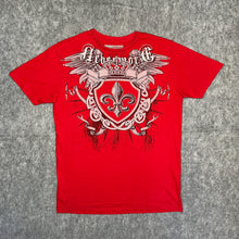 Load image into Gallery viewer, Urban Heritage Gothic Fleur De Lis Tribal Angel Wing Grunge Red Top, Size M
