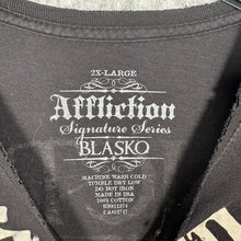 Load image into Gallery viewer, Affliction Blasko Pirate Skull Graphic T-Shirt Black 2XL USA Made
