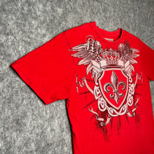 Load image into Gallery viewer, Urban Heritage Gothic Fleur De Lis Tribal Angel Wing Grunge Red Top, Size M
