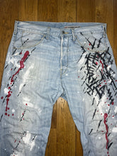 Load image into Gallery viewer, One Of A Kind Paint Splattered Punk Levis Engineered Jeans, Waist 34
