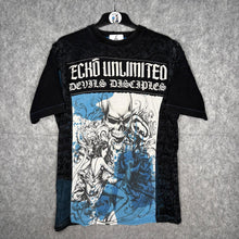 Load image into Gallery viewer, Ecko Unltd Gothic Skull Studded Black Blue Grunge Top, Size M

