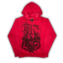 Load image into Gallery viewer, Billabong Red Gothic Sword &amp; Eagle Grunge Drawstring Hoodie, Size Medium
