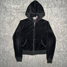 Load image into Gallery viewer, Juicy Couture Black Her Majesty Mcbling Y2K Velour Hoodie, Size Small
