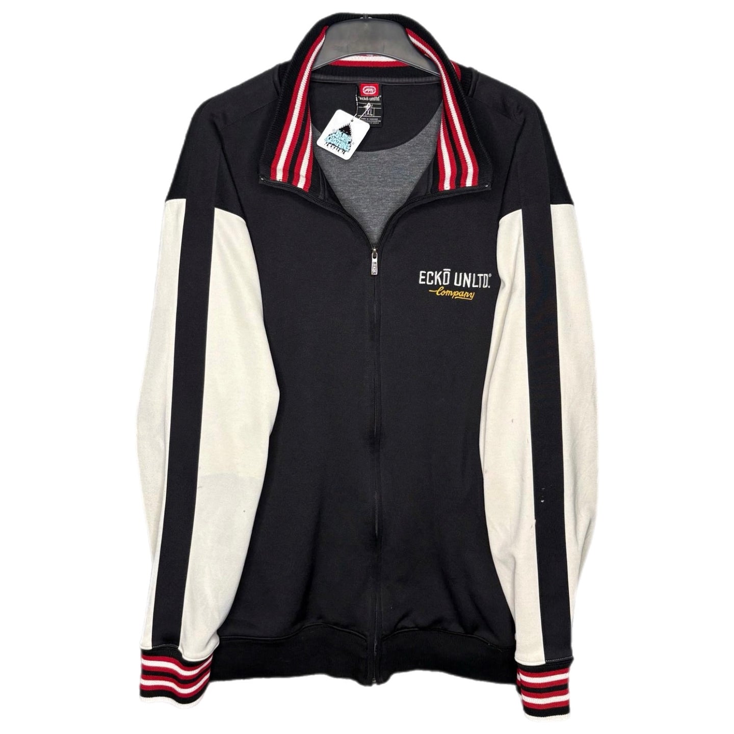Ecko Unltd Black Cream Vintage Bomber Varsity Zip Up, Size XL