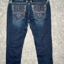 Load image into Gallery viewer, Rock Revival Red Stitch Skinny Dark Blue Y2K Mcbling 2000s Jeans, Waist 26
