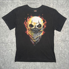 Load image into Gallery viewer, Harley Davidson Gothic Skull Biker Staten Island Y2K Top, Size Large
