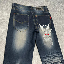 Load image into Gallery viewer, Carnaby Embroidered Dragon Blue Y2K 2000s Jeans, Size Small W28
