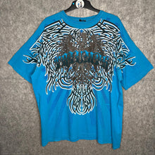 Load image into Gallery viewer, Triumph Blue Cyber Tribal Y2K Grunge Gothic Top, Size 2XL
