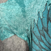 Load image into Gallery viewer, Sinful Graphic Winged Dagger Roses Tee Turquoise Distressed Style Size XL
