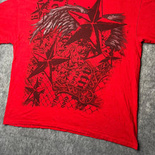 Load image into Gallery viewer, Gothic Nautical Star Red Grunge Angel Wing Y2K Top, Size XL
