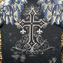 Load image into Gallery viewer, Adversity Gothic Cross Black Grunge Y2K Top, Size Medium
