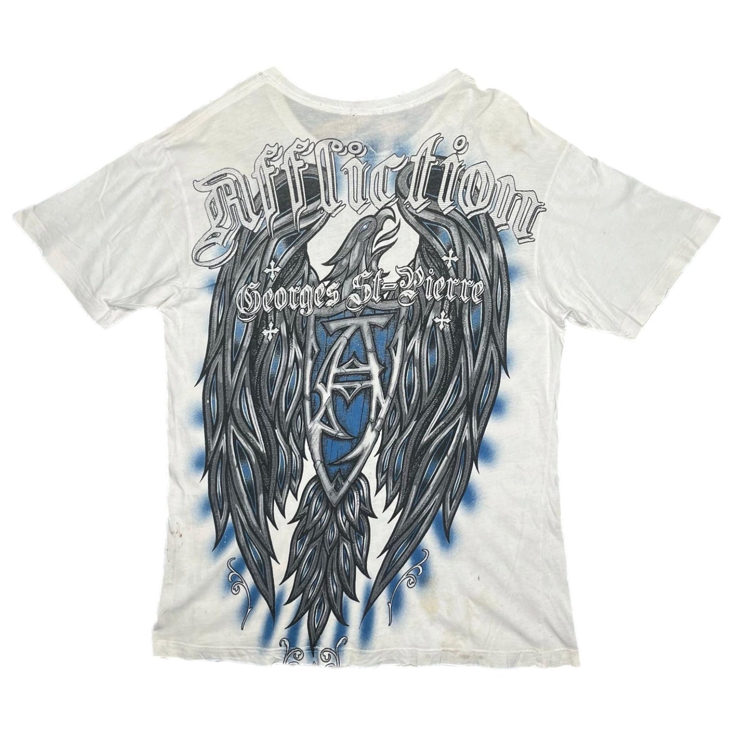 Affliction Georges St Pierre Rush Eagle Cyber Tribal Gothic Angel Top, Size L