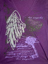 Load image into Gallery viewer, Guess Y2K Angel Wing Purple Rhinestone Top, Size XL
