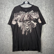 Load image into Gallery viewer, Affliction Blasko Pirate Skull Graphic T-Shirt Black 2XL USA Made
