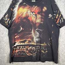 Load image into Gallery viewer, Liquid Blue 2001 Lion All Over Graphic T-Shirt Y2K Tribal – Black – XL/XXL
