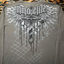 Load image into Gallery viewer, MMA Elite Brown Skull Gothic Grunge Long Sleeved Angel Wing Cyber Top, Size L
