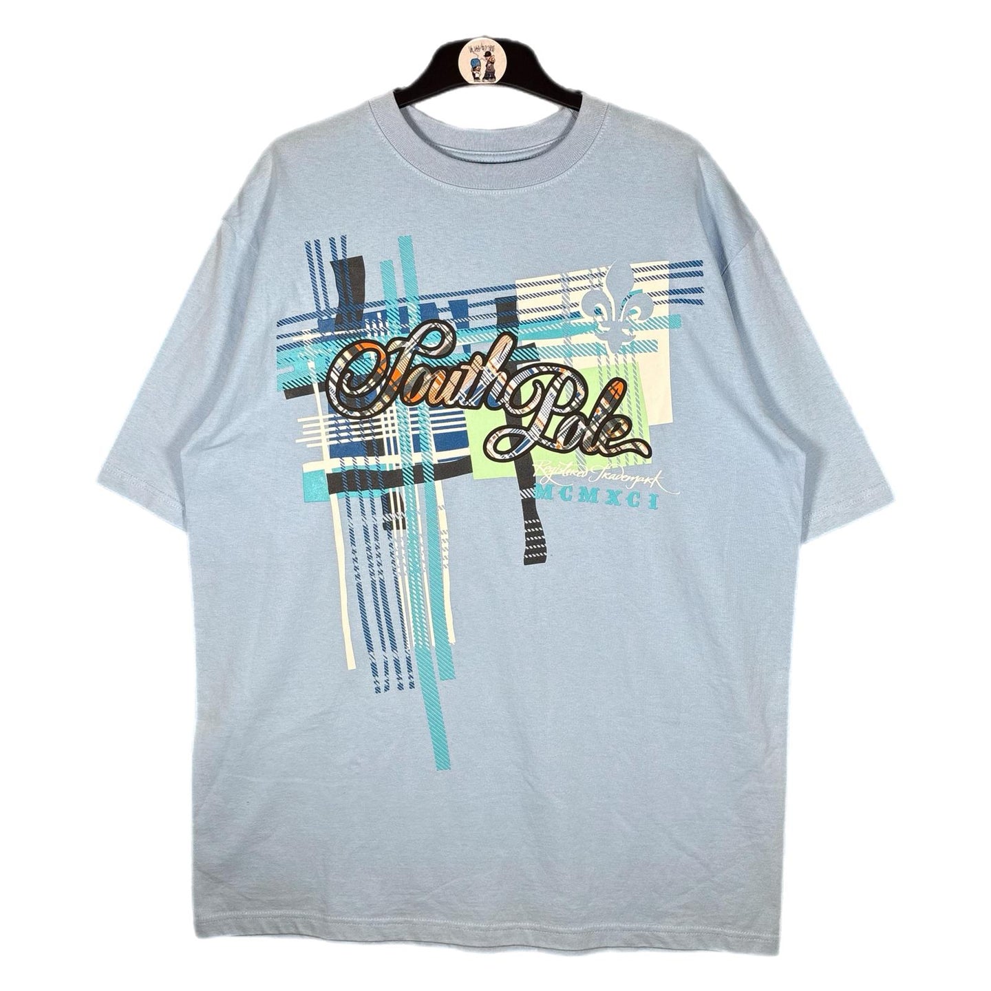 Southpole Signature Series Plaid Graphic T-Shirt Blue Deadstock Tag Size L