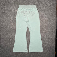 Load image into Gallery viewer, Juicy Couture Mint Y2K Flared Velour Mcbling Rhinestone Joggers, Size M
