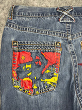 Load image into Gallery viewer, Eight 732 Embroidered Y2K 2000’s Hip Hop Blue Wash ‘Born Rider’ Jeans 36W 34L
