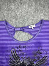 Load image into Gallery viewer, Papaya Grunge Angel Wing Heart Purple Stripe Y2K Top, Size XL
