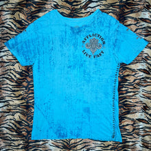 Load image into Gallery viewer, Affliction Blue Cyber Tribal Angel Wing Y2K 2000s Grunge Top, Size Large
