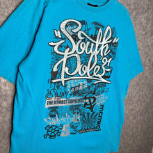 Load image into Gallery viewer, Southpole Blue Y2K Graffiti Streetwear Spellout Top, Size XL
