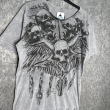 Load image into Gallery viewer, Hybrid Grey Skull Gothic Chain Y2K Grunge Top, Size Large
