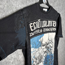 Load image into Gallery viewer, Ecko Unltd Gothic Skull Studded Black Blue Grunge Top, Size M
