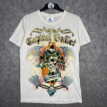 Load image into Gallery viewer, Capital Bullet White Gothic Cross Tattoo Skull Grunge Top, Size M
