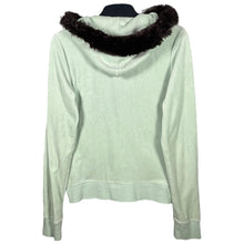 Load image into Gallery viewer, Juicy Couture Mint Velour Hoodie Reworked Fur Hood Y2K Large
