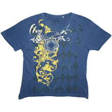 Load image into Gallery viewer, Guess Y2K Blue Gothic Grunge Fleur De Lis Vintage Top, Size XXL
