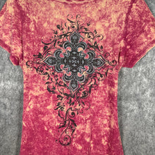 Load image into Gallery viewer, Daytrip Y2K Acid Wash Graphic Tee Pink Floral Print T-Shirt Size S
