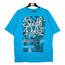 Load image into Gallery viewer, Southpole Blue Y2K Graffiti Streetwear Spellout Top, Size XL
