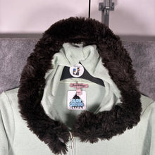 Load image into Gallery viewer, Juicy Couture Mint Velour Hoodie Reworked Fur Hood Y2K Large
