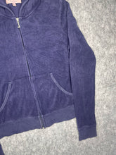 Load image into Gallery viewer, Y2K Mcbling Juicy Couture Purple Pink Rhinestone Zip Up Hoodie, Size Medium
