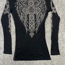 Load image into Gallery viewer, Vocal Rhinestone Mcbling Y2K Angel Wing Gothic Cross Long Sleeved Top,XS
