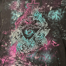 Load image into Gallery viewer, Sacred Heart Cross Y2K Pink Turquoise Mcbling 2000s Top, Size XL
