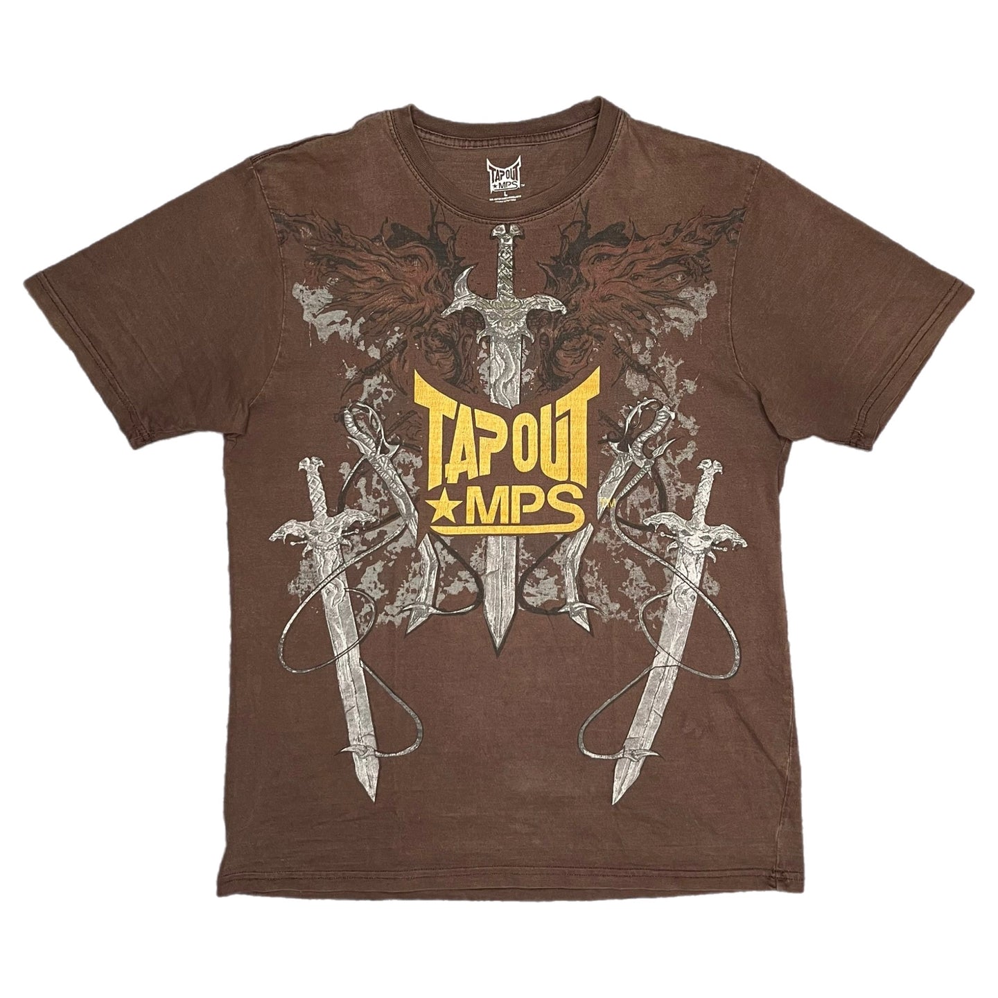 Tapout Y2K Brown Gothic Grunge 2000s Top, Size Large