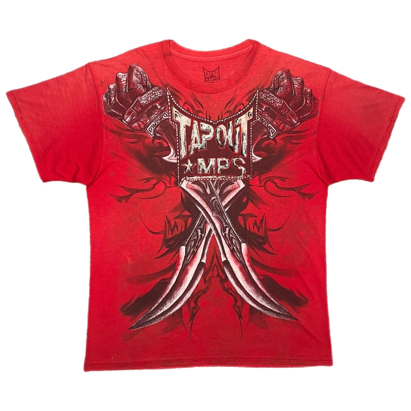 Tapout Red Y2K Gothic Grunge Cyber Tribal 2000s Top, Size XL