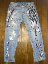 Load image into Gallery viewer, One Of A Kind Paint Splattered Punk Levis Engineered Jeans, Waist 34
