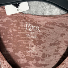 Load image into Gallery viewer, Rock 47 by Wrangler Y2K Mcbling Sequin Cross Brown Burnout Top Size Small
