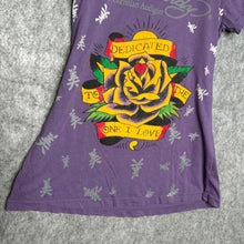 Load image into Gallery viewer, Ed Hardy Purple Y2K Rose Tattoo Style 2000s Top, Size M
