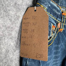 Load image into Gallery viewer, True Religion Multi Stitch Horseshoe Grunge Y2K Blue Jeans, Size M
