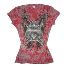 Load image into Gallery viewer, Harley Davidson Y2K Red Chrome Grunge Wing Top, Size Medium
