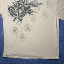 Load image into Gallery viewer, Carbon Black Yellow Y2K Silver Cross and Nautical Stars Graphic Top, Size XXL
